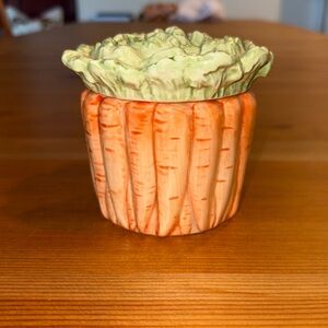 1987 Fitz & Floyd Hand Painted Carrot Sugar Bowl Container w/Lid Storage Vintage